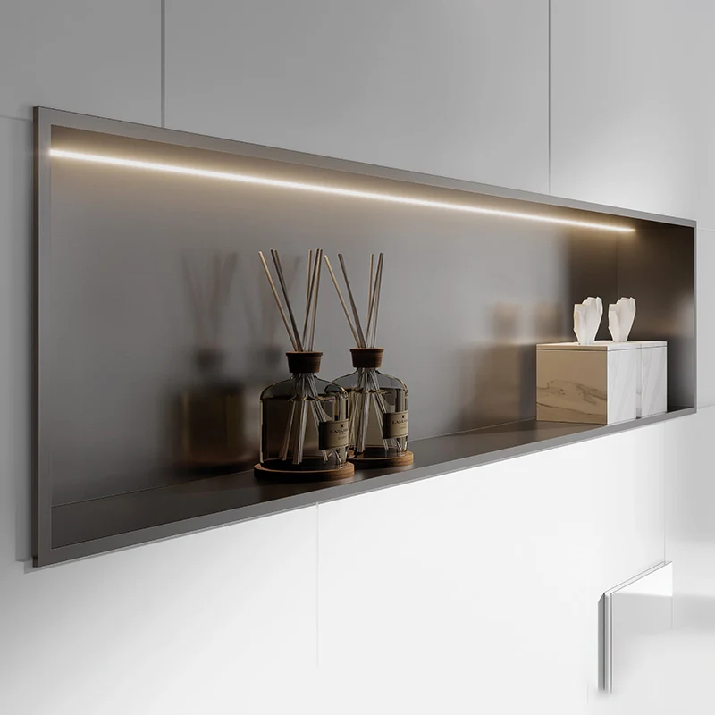 Yksikerroksinen ruostumattomasta teräksestä valmistettu niche Light Troughilla